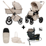 Kinderwagen Muuvo Quick Boho 2-in-1 Set Beige + Autostoel Jacky Pro 360° Dark Taupe&Base