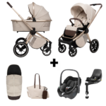 Kinderwagen Muuvo Quick Boho 2-in-1 Set Beige Brown + Autostoel Maxi-Cosi Pebble 360&Base
