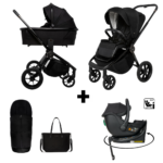 Kinderwagen Muuvo Quick SE2 2-in-1 Set Chronium Black + Autostoel Novi Baby® Jacky Pro 360&Base
