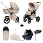 Kinderwagen Muuvo Quick Boho 2-in-1 Set Beige + Autostoel Novi Baby Jewel All Black&Base