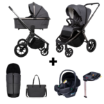 Kinderwagen Muuvo Quick SE2 2-in-1 Set Diamond Graphite + Autostoel Novi Baby Jewel All Black&Base