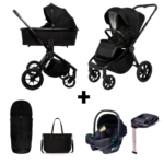 Kinderwagen Muuvo Quick SE2 2-in-1 Set Chronium Black + Autostoel Novi Baby Jewel All Black&Base