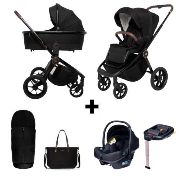 Kinderwagen Muuvo Quick SE2 2-in-1 Set Sunset Black + Autostoel Novi Baby Jewel All Black&Base - Afbeelding 1