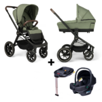 Kinderwagen Novi Baby® Nena Pro Green Melange met Autostoel Jewel I-Size en Isofixbase