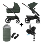 Set Compleet | Kinderwagen Joolz Geo³ Urban Green + Autostoel 360° Slide Tech incl. Base, Voetenzak&Adapterset