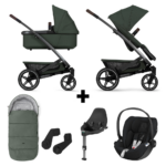 Set Compleet | Kinderwagen Joolz Geo³ Urban Green + Autostoel Cybex&Base&Voetenzak&Adapterset