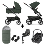 Set Compleet | Kinderwagen Joolz Geo³ Urban Green + Autostoel 360&Base&Voetenzak&Adapterset