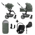 Kinderwagen Joolz Hub+ Marvellous Green + Voetenzak&Autostoel Cybex&Base&Adapterset