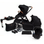 Kinderwagen Novi Baby® Neo Black/Cognac Grip 3-in-1 Incl.  Autostoel Onyx&Base