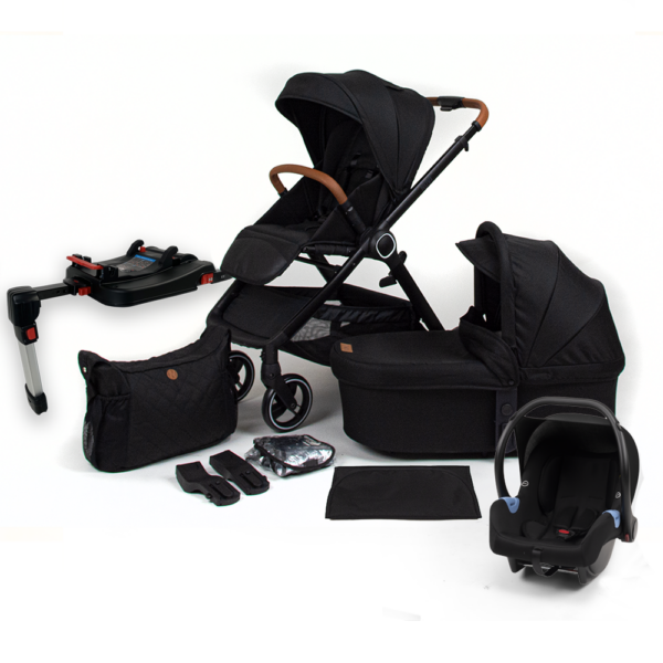 Kinderwagen Novi Baby® Neo Black/Cognac Grip 3-in-1 Incl.  Autostoel Onyx&Base - Afbeelding 1