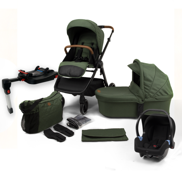 Kinderwagen Novi Baby® Neo Green/Cognac Grip 3-in-1 Incl. Autostoel Onyx&Base - Afbeelding 1
