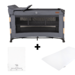 Campingbed Novi Baby® Nora Luxe Grey Wood incl. Matras en Hoeslaken