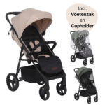 Set | Buggy Novi Baby® Grande Go Sand/Black Met Accesoires Pakket En Voetenzak