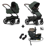 Kinderwagen Joolz Geo³ Forest Green + Autostoel Jacky Pro 360° Dark Taupe&Base&Adapterset