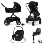 Kinderwagen Nuna DEMI Next Caviar + Autostoel Pebble 360 Pro2 en Slide Tech Base