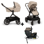 Set | Kinderwagen Demi Next Biscotti Incl. Autostoel Novi Jacky Pro I-Size Dark Taupe&360 Base