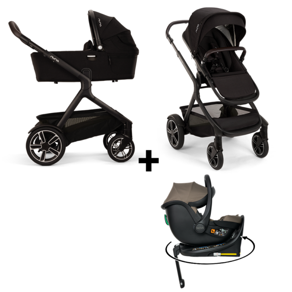Set | Kinderwagen Demi Next Caviar Incl. Autostoel Novi Jacky Pro I-Size Dark Taupe&360 Base - Afbeelding 1