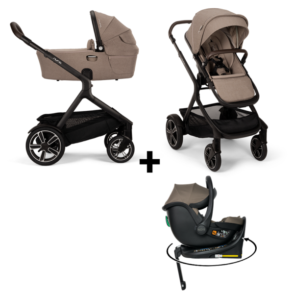 Set | Kinderwagen Demi Next Cedar Incl. Autostoel Novi Jacky Pro I-Size Dark Taupe&360 Base - Afbeelding 1