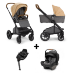 SET | Kinderwagen Nuna MIXX Next Camel + Autostoel Nuna PIPA Next Caviar&Base Nuna 360 System