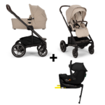 Set | Kinderwagen Nuna MIXX Next Biscotti Incl. Autostoel Novi Baby Jacky Pro I-Size&360 Base