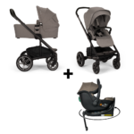 Set | Kinderwagen Nuna MIXX Next Cedar Incl. Autostoel Novi Baby Jacky Pro I-Size Dark Taupe&360 Base