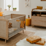 Babykamer Finori Bali Eiken/Riet Decor Ledikant 70x140 + Commode incl. Opzet