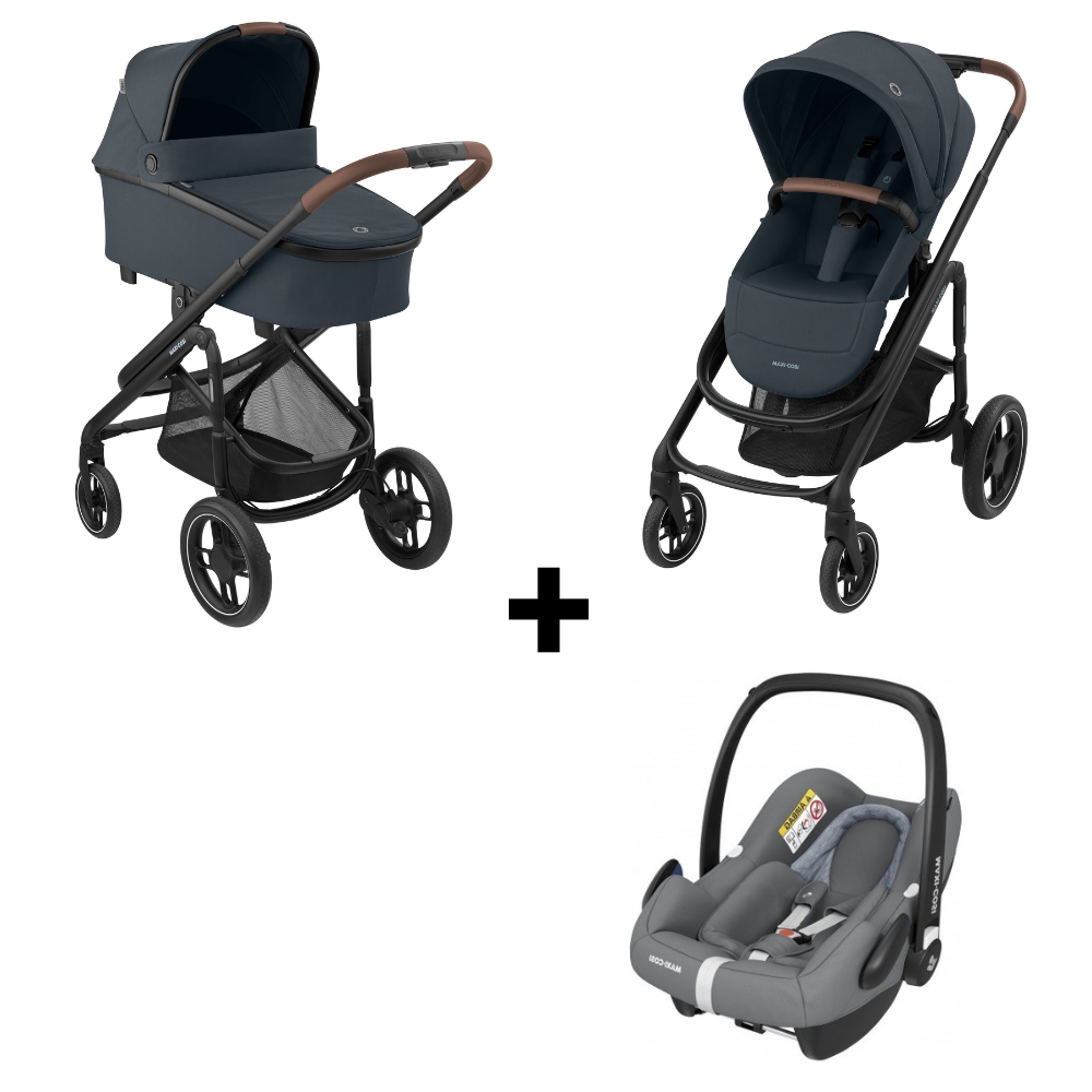 Kinderwagen Maxi-Cosi Plaza Plus Essential Graphite met Autostoel Maxi-Cosi Rock Essential Grey I-Size - Afbeelding 1