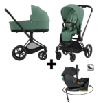 Kinderwagen Cybex Priam Leaf Green/Dark Green met Autostoel Jacky Pro 360°&Base