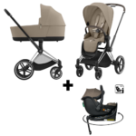 Kinderwagen Cybex Priam Cozy Beige met Autostoel Jacky Pro 360° Dark Taupe&Base