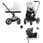 Kinderwagen Cybex Priam Off White/Light Beige met Autostoel Jacky Pro 360° Dark Taupe&Base