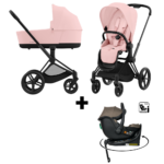 Kinderwagen Cybex Priam Peach Pink/Light Pink met Autostoel Jacky Pro 360° Dark Taupe&Base