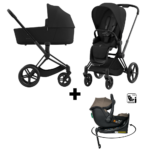 Kinderwagen Cybex Priam Sepia Black/Black met Autostoel Jacky Pro 360° Dark Taupe&Base