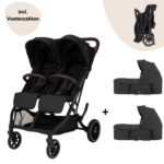Tweeling Kinderwagen Novi Baby® Scott V2 Black Melange met Voetenzakken