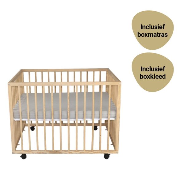 Set | Box Standaard Naturel Incl. Boxmatras Comfort en Boxkleed Minimal - Afbeelding 1
