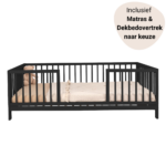 Set | Peuterbed Liam 70x140 Pure Black incl. Matras&Dekbedovertrek