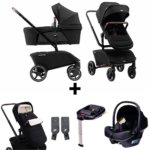 Kinderwagen The Jiffle Black met Autostoel Novi Baby Jewel + Base&Adapterset + Voetenzak