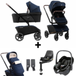 Kinderwagen The Jiffle Blue + Autostoel Maxi-Cosi Pebble 360°&Base&Accessoires