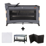 Set Compleet | Campingbed Novi Baby® Nora Luxe Grey Wood