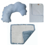SET | Snoozebaby Voedingskussen + Boxkleed + Wiegdeken Fresh Blue