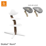 Kinderstoel Stokke® Nomi White/Walnut met Newbornset