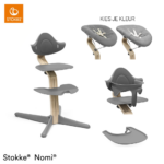 Set Compleet | Kinderstoel Stokke® Nomi Grey/Natural incl. Newbornset en Eetblad + Babyset