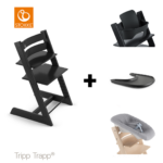 SET | Kinderstoel Stokke® Tripp Trapp® Black met Newbornset&Babyset&Eetblad