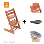 SET | Kinderstoel Stokke® Tripp Trapp® Terracotta met Newbornset&Eetblad + Babyset