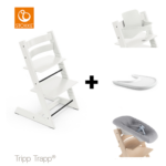 SET | Kinderstoel Stokke® Tripp Trapp® White met Newbornset&Eetblad + Gratis Babyset