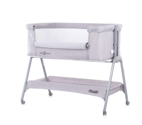Co-Sleeper Chipolino Wieg Sweet Dreams Grey Incl. Wielen - Afbeelding 1