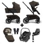 Set | Kinderwagen The Jiffle Wagon 2 Oak met Autostoel Maxi-Cosi Pebble 360° Pro, SlideTech Base + Voetenzak