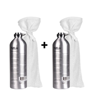 Set | Kruik Tryco Aluminium 2st. met Kruikenzak Meyco Badstof Wit 2st.