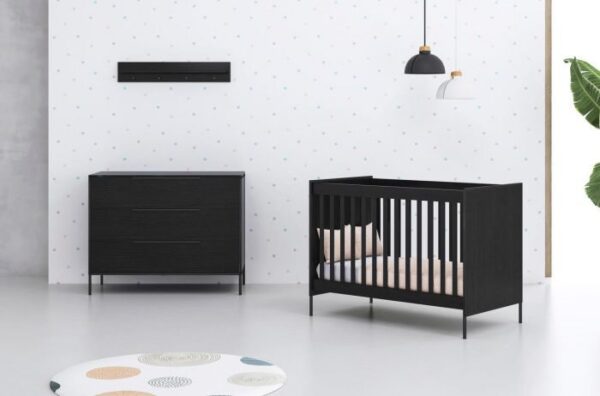 Babykamer Marble Black (Ledikant + Commode) - Afbeelding 1