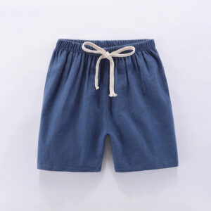Mini Fashion™ - Sneldrogend Materiaal - Katoen-linnen Short Donkerblauw / 104 (4 jaar) | Educatief Speelgoed