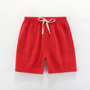 Mini Fashion™ - Sneldrogend Materiaal - Katoen-linnen Short Rood / 116 (6 jaar) | Educatief Speelgoed